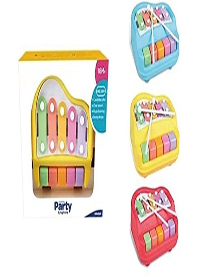 Globular Xylophone 2 in 1 Premium Quality Mini Piano Toy for Toddlers 1-3 Years Old ABS Plastic Non Toxic 5 Key with 2 mallets Musical Learning Instruments - Assorted Color - Image 5